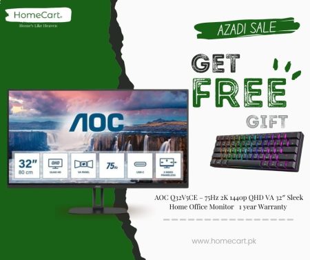 AOC Q32V5CE – 75Hz 2K 1440p QHD VA 32″ Sleek Home Office Monitor